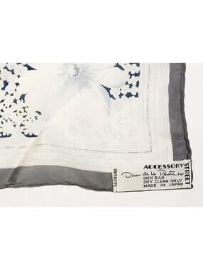 Vintage Oscar De La Renta Accessory Street 100% Silk Square Scarf Floral 20"x20"